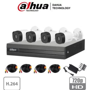 DEHUA KITXVR1B04-L1MP- 4 CANALES/4 CAMARAS 1MP/LENTE 2.8MM/IA/BUSQUEDA DE HUMANOS-VEHICULOS