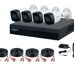 DAHUA KITXVR1B04-I+HFW1200CMA-KIT 4 CANALES/AUDIO/IA/4 CAMARAS METALICAS/MICROFONO/ACCESORIOS INCLUIDOS